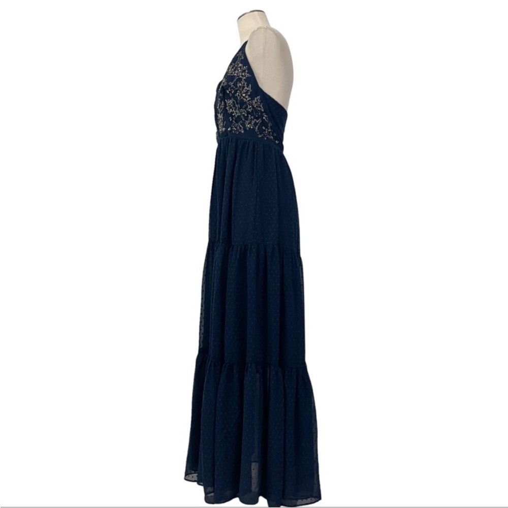 Ranna Gill Anthropologie Lucinda Beaded Bodice Tiered Swiss Dot Maxi Dress Sz 6 - Picture 8 of 12